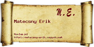 Matecsny Erik névjegykártya